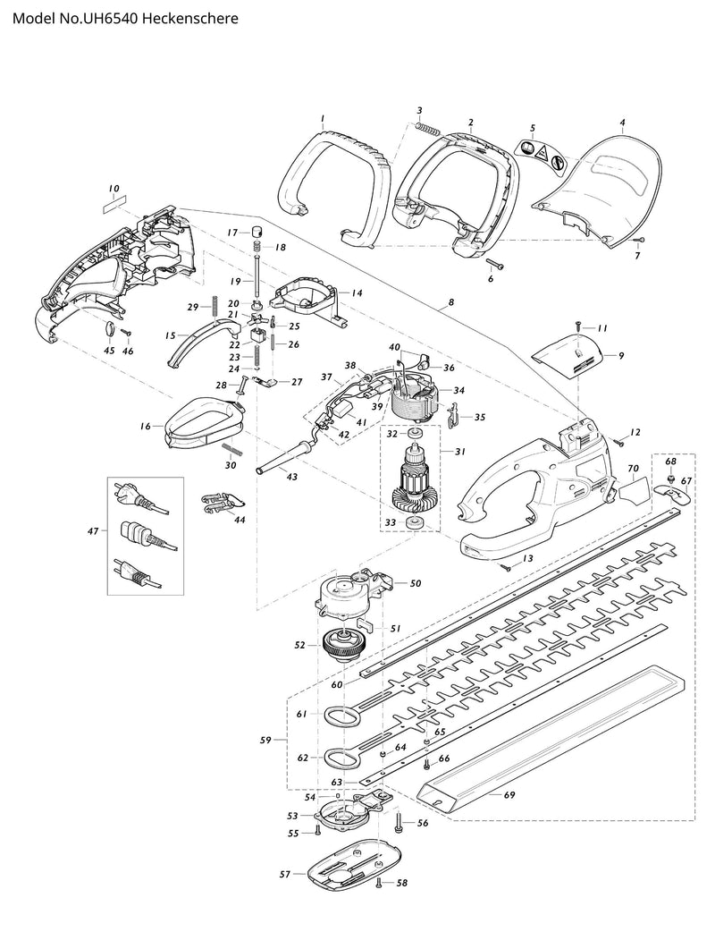 UH6540 Ersatzteile | Heckenschere 230 V | Ersatzteilliste