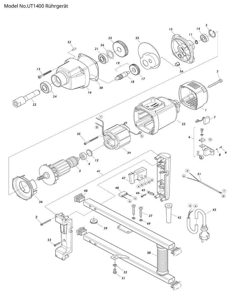 UT1400 Ersatzteile | Rührgerät 230 V | Ersatzteilliste