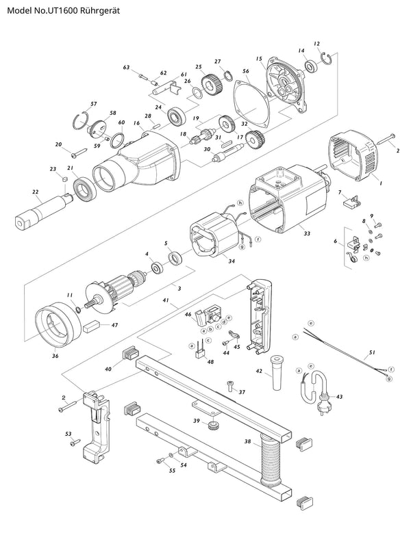 UT1600 Ersatzteile | Rührgerät 230 V | Ersatzteilliste