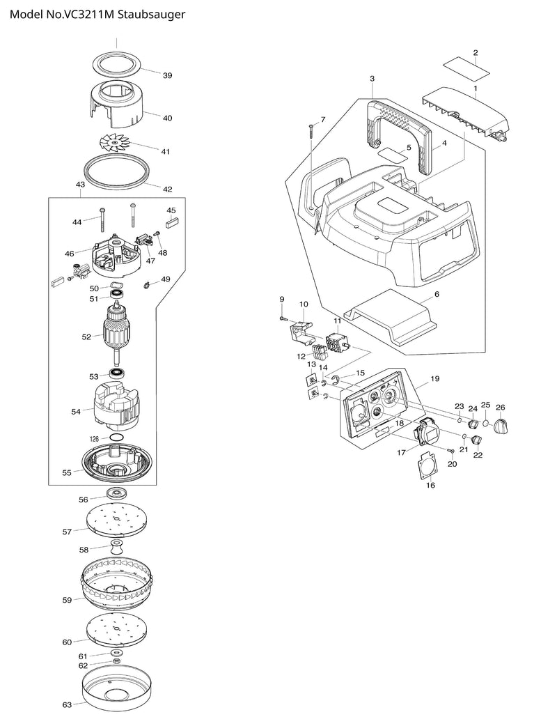 VC3211M  Ersatzteile | Staubsauger 230 V | Ersatzteilliste