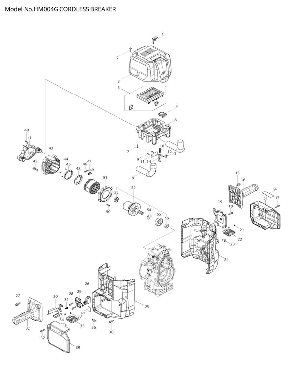 Makita HM004G Ersatzteile | Akku-Stemmhammer | Ersatzteilliste