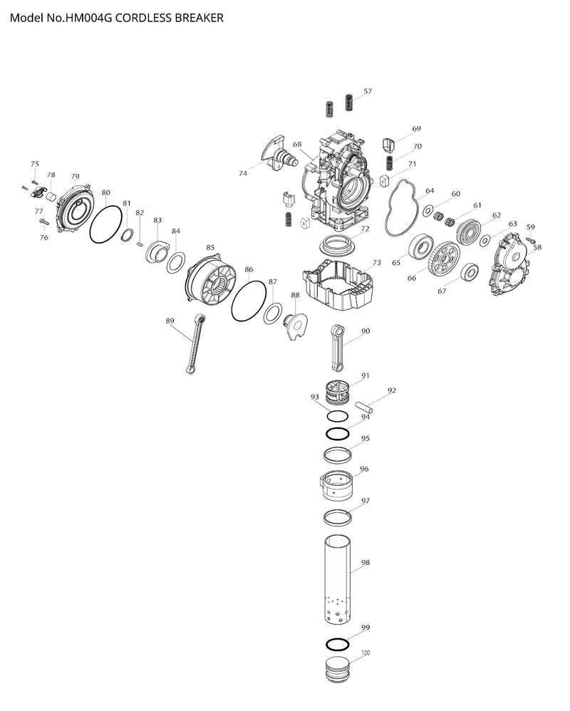 Makita HM004G Ersatzteile | Akku-Stemmhammer | Ersatzteilliste