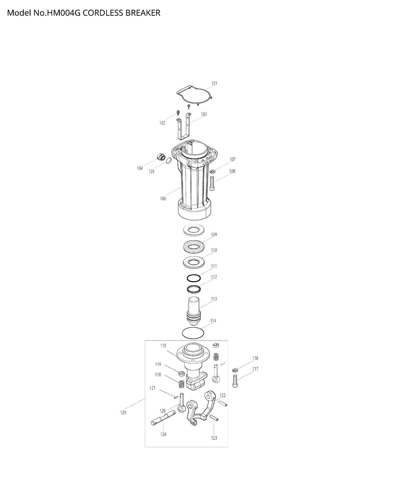Makita HM004G Ersatzteile | Akku-Stemmhammer | Ersatzteilliste