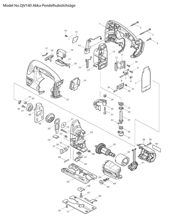 DJV140 Ersatzteile | Akku-Stichsäge 18 V | Ersatzteilliste