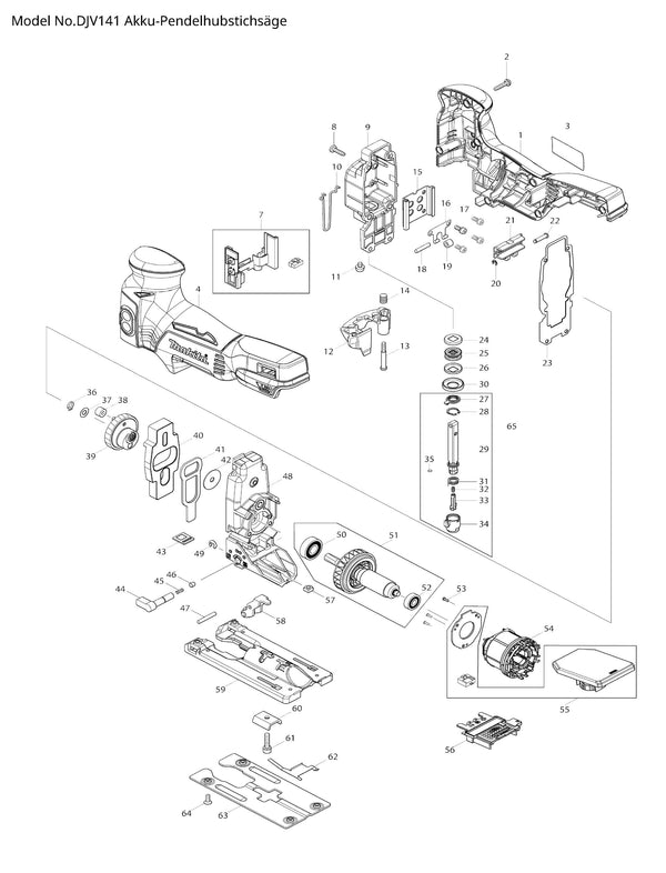 DJV141 Ersatzteile | Akku-Stichsäge 18 V | Ersatzteilliste