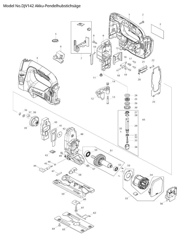 DJV142 Ersatzteile | Akku-Stichsäge 18 V | Ersatzteilliste