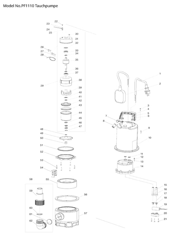 Makita PF1110 Ersatzteile | Tauchpumpe | Ersatzteilliste