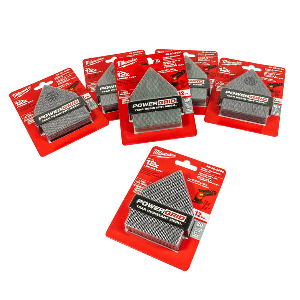 Netz-Schleifblatt 67 x 92mm für M12 FDSS (P80 - P400, 12er Pack inkl. Schleiftellerschoner)