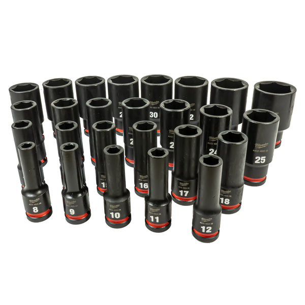 Shockwave Schlagnuss lang 1/2" (Schlüsselweite: 8 - 36 mm wählbar, lange Steckschlüsseleinsätze für Schlagschrauber)