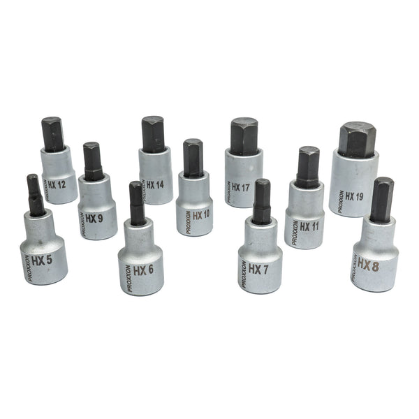 1/2" Innensechskant-Einsatz (HX 5 mm - HX 19 mm wählbar, Länge: 55 mm, Sockel aus CrV-Stahl)