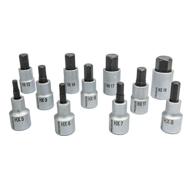 1/2" Innensechskant-Einsatz (HX 5 mm - HX 19 mm wählbar, Länge: 55 mm, Sockel aus CrV-Stahl)