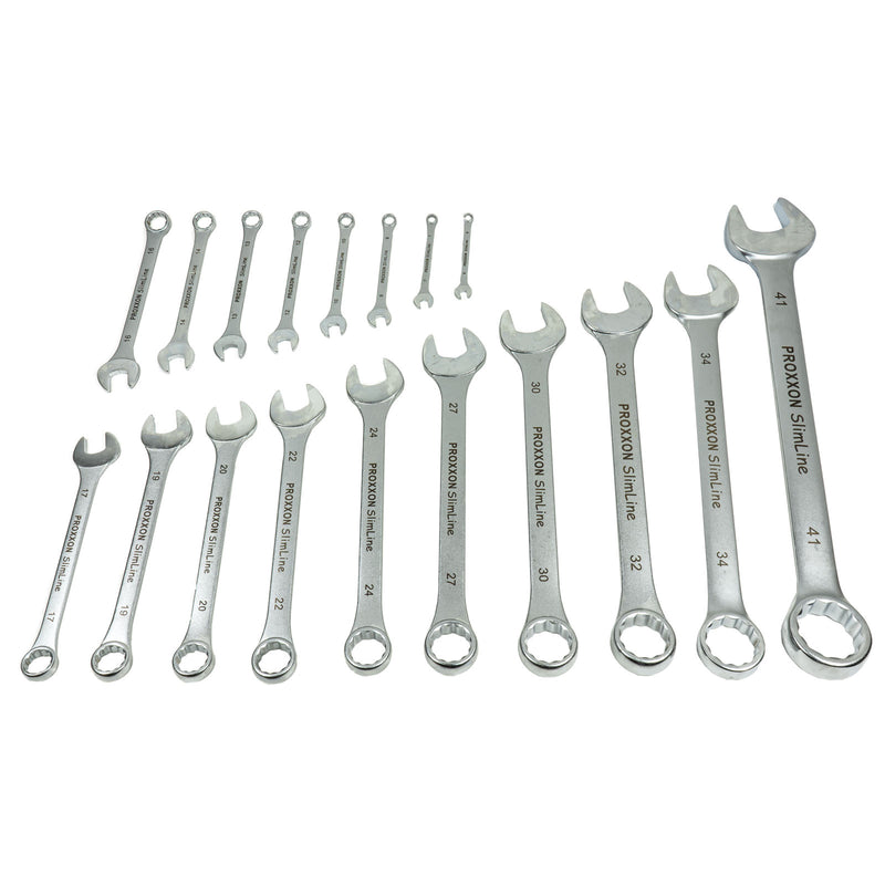Ring-Maulschlüssel SlimLine (Schlüsselweite: 5,5 - 41 mm wählbar, Hergestellt aus CrV-Stahl, 15° abgewinkelter Kopf)