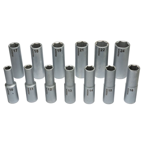 1/2" Tiefbett-Steckschlüsseleinsatz (Schlüsselweite: 10 - 24 mm wählbar, Hergestellt aus CrV-Stahl, lange Ausführung 79 mm)