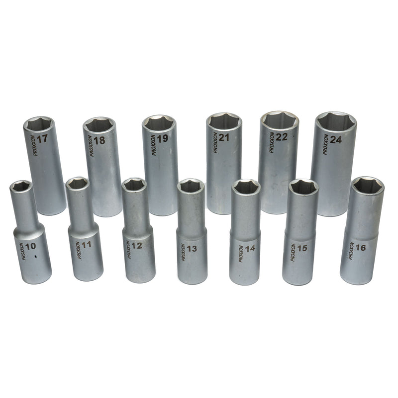 1/2" Tiefbett-Steckschlüsseleinsatz (Schlüsselweite: 10 - 24 mm wählbar, Hergestellt aus CrV-Stahl, lange Ausführung 79 mm)