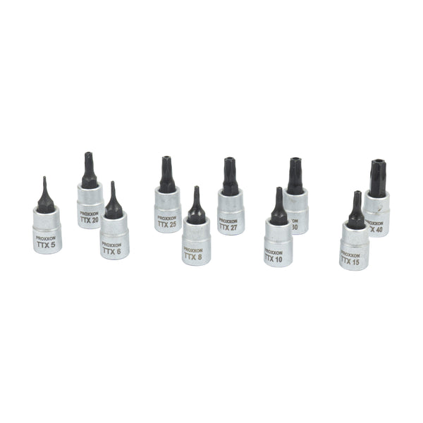 1/4" TTX- Einsatz (TTX 5 - TTX 40 wählbar, Länge: 33 mm, Sockel aus CrV-Stahl, Steckschlüsseleinsatz Torx mit Stirnlochbohrung)