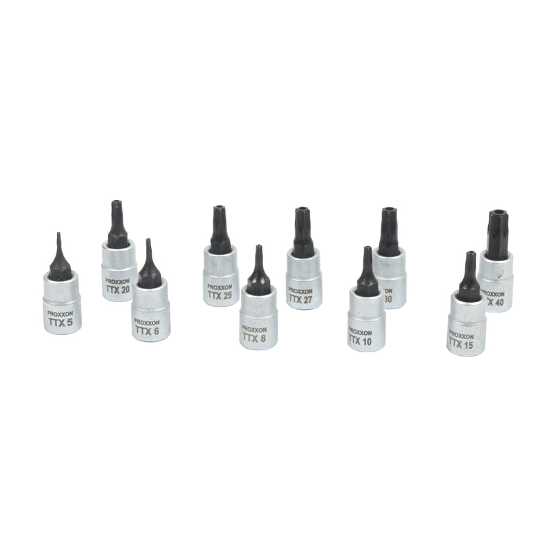 1/4" TTX- Einsatz (TTX 5 - TTX 40 wählbar, Länge: 33 mm, Sockel aus CrV-Stahl, Steckschlüsseleinsatz Torx mit Stirnlochbohrung)