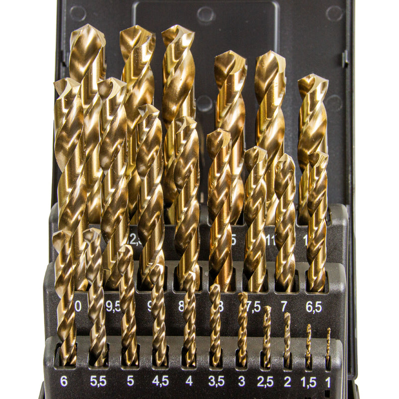 Terrax Spiralbohrer Metallbohrer-Satz 25 tlg. 1-13 mm, HSSE-Co 5, DIN 338, Typ VA
