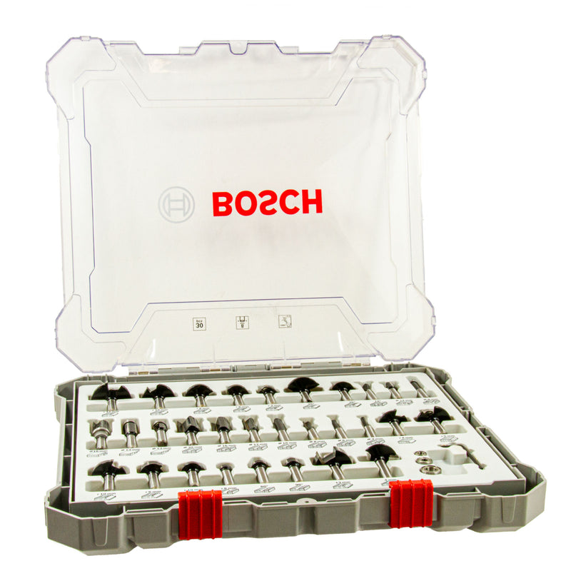 Bosch Professional 30-tlg. Fräser-Set, 8 Bündigfräser Schaft, mm Abrundfräser, Nutfräser
