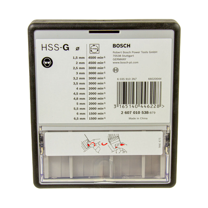 13-tlg. Metallbohrer-Set HSS-G Ø 1.5 - 6.5 mm (135°, in Robust Line Kassette)