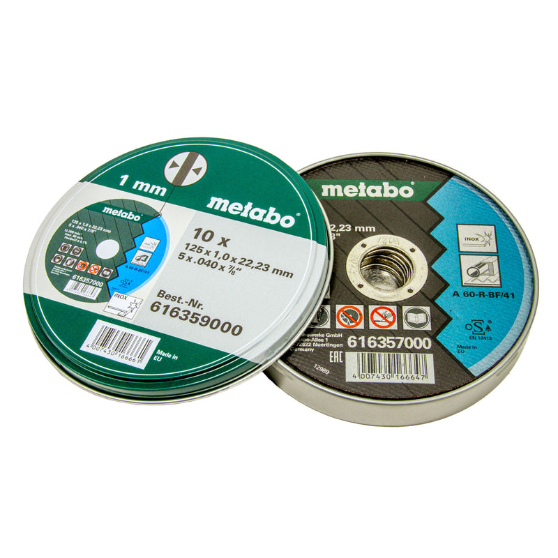 Metabo Trennscheiben 125 x 1,0 x 22,23 mm Universal Inox, 10 Stk. in Blechdose