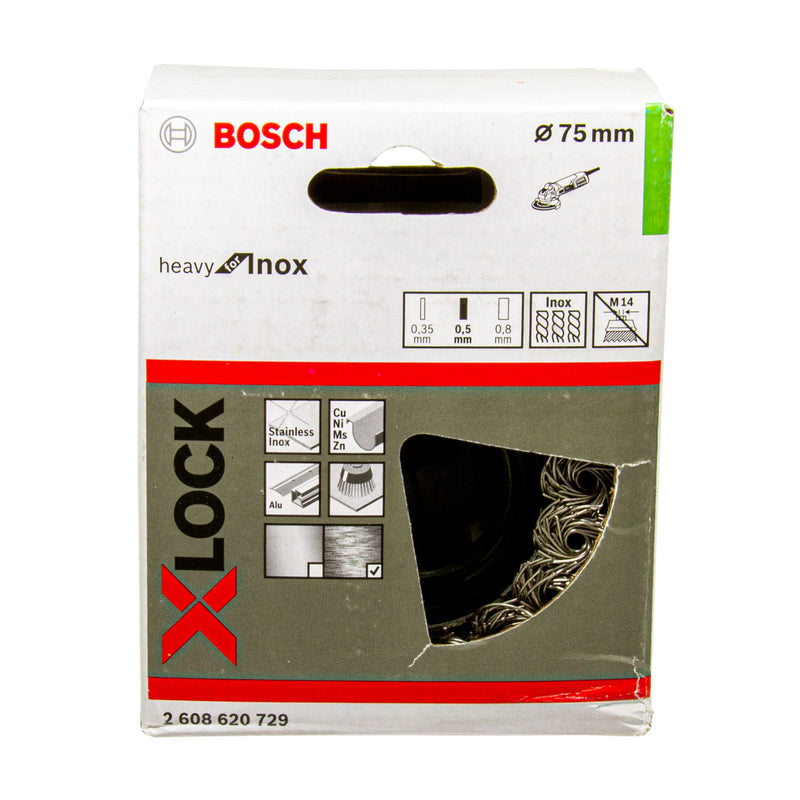 X-LOCK Topfbürste Ø 75 mm | 0.5 mm gezopfter rostfreier Stahldraht | Heavy for Inox