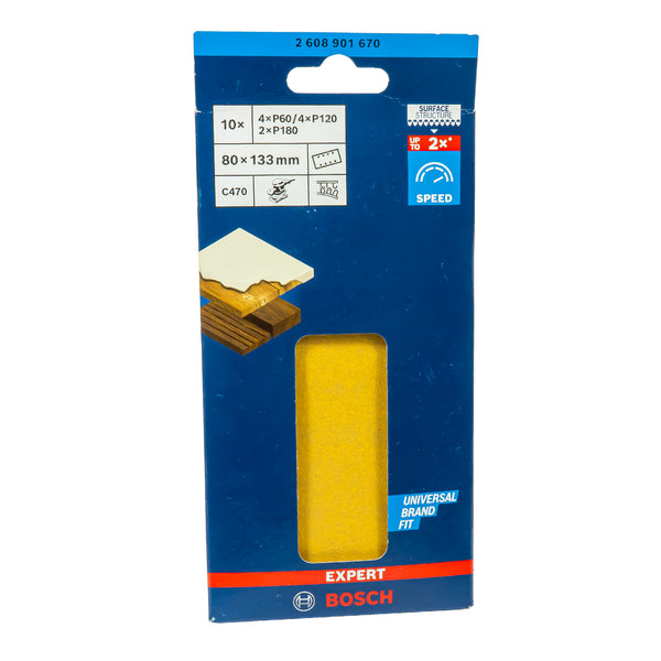 EXPERT C470 Schleifblatt-Set 80 x 133 mm (4 x P60 / 4 x P120 / 2 x P180, für Hartholz & Farbe auf Holz)