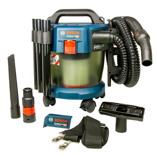 GAS 18V-10 L Akku-Staubsauger mit Rollen, ohne Akku & Lader, 90 mbar, umfangreiches Zubehör