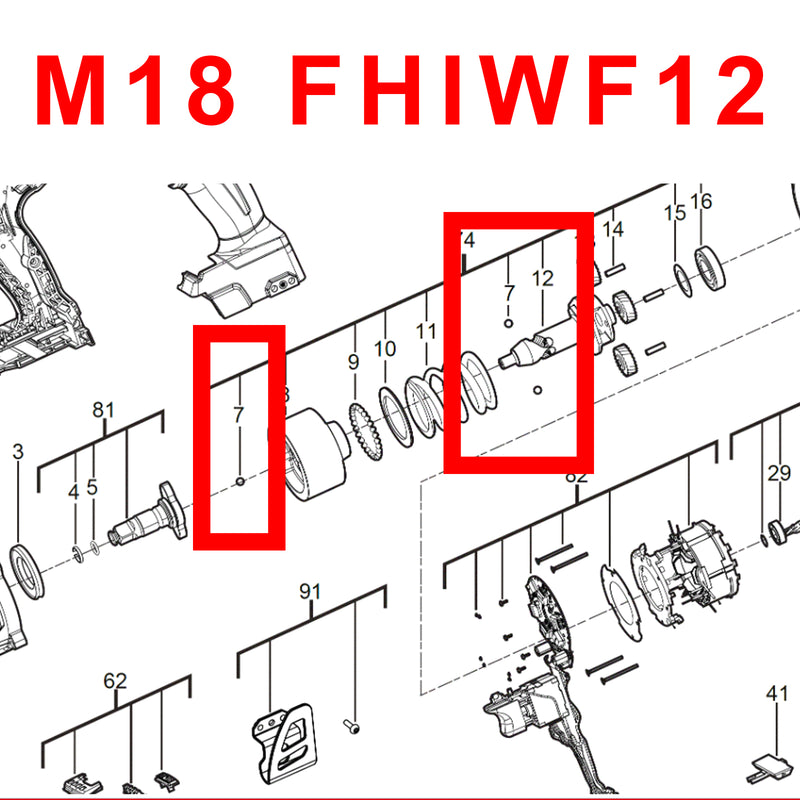 Kugel für Akku-Schlagschrauber M18 CHIWF12, CHIWP12, CHIWF34, FHIWF12