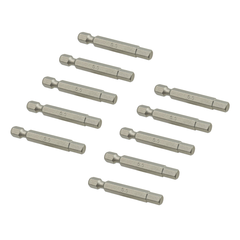 10 Stück 5,5 mm Innensechskant Hex 1/4" Bit für Zaunschrauben, Länge 50 mm