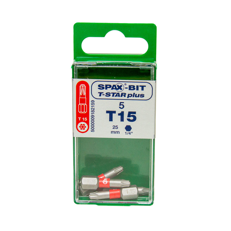 Bits T-Star plus 25 mm, 5 Bits im Spax Cut-Case, T10 | T15 | T20 | T25 | T30 | T40