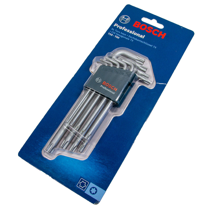 9-tlg. Stiftschlüssel-Set TORX, T10 - T50 mm, Winkelschüssel